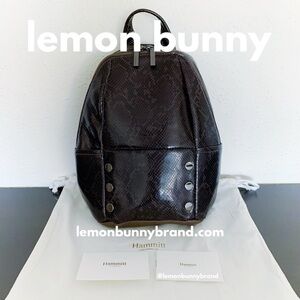 Hammitt Hunter Med Leather Backpack in Olivine Snake/Gunmetal New NWOT